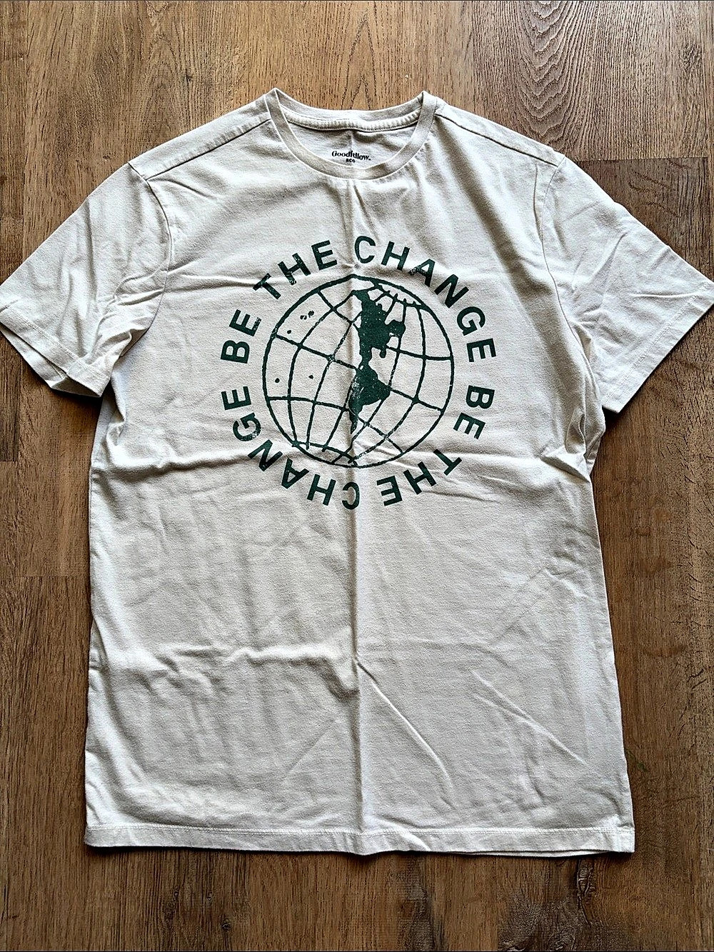 Goodfellow & Co Be The Change Graphic T-Shirt Tee Cream Medium